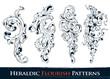 Set of heraldic flourish  patterns
