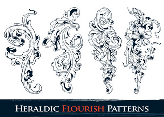 Wall Mural - Set of heraldic flourish  patterns