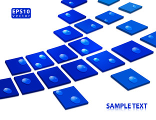 Poster - Abstract blue squares covered with dew. Vector