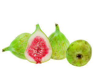 green fig fruit isolated on white background