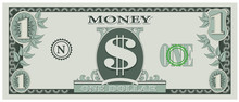 Vector Illustration Of Game Money - One Dollar Bill