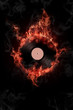 burning vinyl record isolated over black background