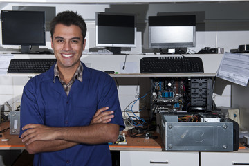 small business owner of a computer repair store