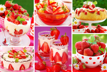 Wall Mural - strawberry`s desserts -collage