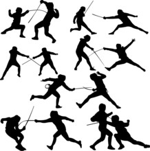 Fencing Sport - Vector - Silhouet