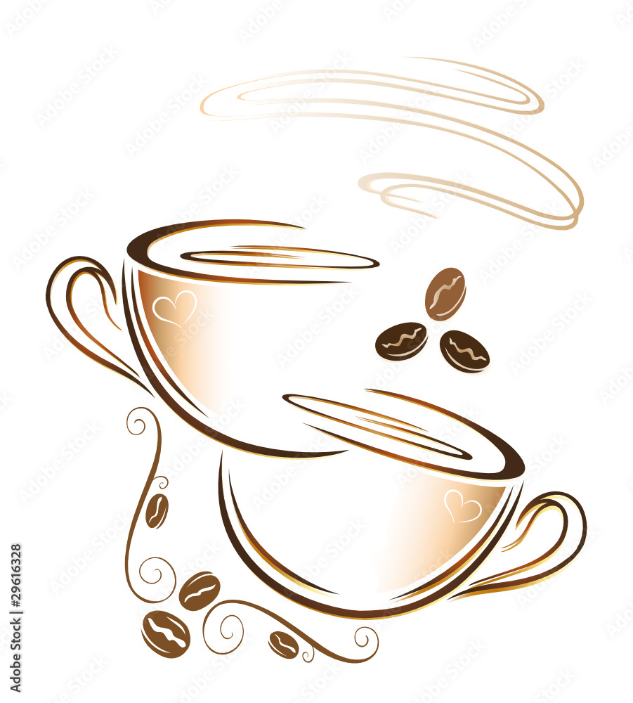Kaffee, coffee, Kaffeetasse, Kaffeebohnen, Cafe Stock Vector | Adobe Stock, image size:901x1000