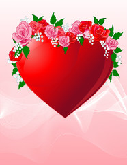 Poster - Love heart with roses