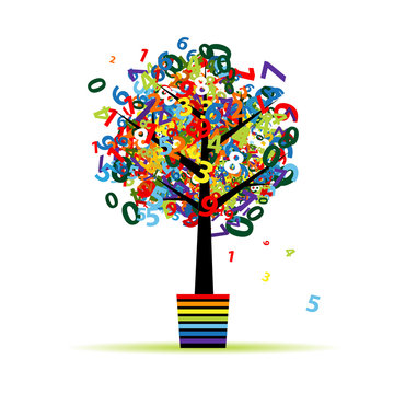 Funny digital tree in pot for your design