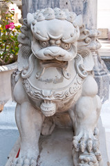 White lion statue at temple