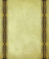 Wall Mural - Antique Paper with Gold Scrollwork Borders