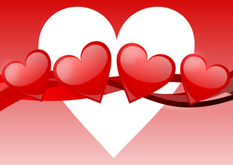 Poster - valentines background with red hearts