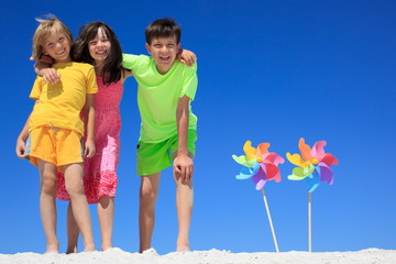 happy children on beach