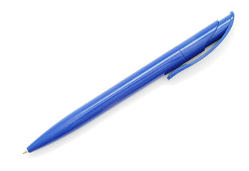 Blue pen on white background