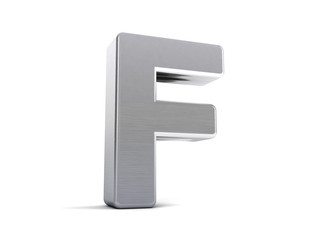 Fototapete - Letter F as brushed metal object over white