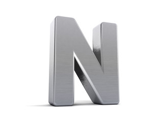 Aufkleber - Letter N as brushed metal object over white