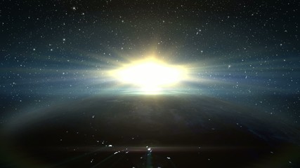 sun rising over the earth
