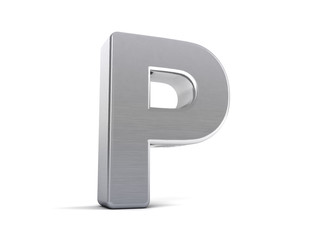 Aufkleber - Letter P as brushed metal object over white