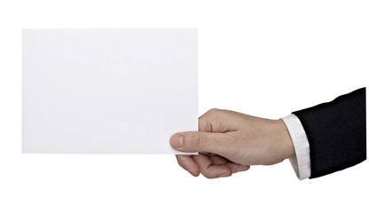 hand holding blank message note