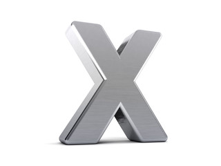 Aufkleber - Letter X as brushed metal object over white
