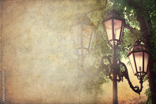 Obraz w ramie Street lantern, vintage background