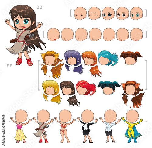 Avatar girl, vector illustration, isolated objects.