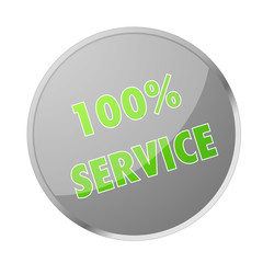 Button 100% Service grau grün