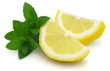 Wall Mural - Lemons slices with mint