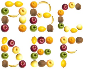 Letters made of fruits