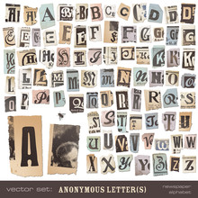Alphabet Made Of Vintage (vector) Newspaper Cutouts