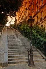 Poster - Paris; escalier de la butte Montmartre