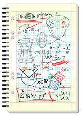 Wall Mural - Squared pad with mathematical sketches and formulas