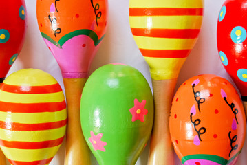 colorful wooden toy maracas