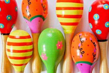 colorful wooden toy maracas