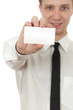 © Natalia Merzlyakova - Man holding a card isolated on white background