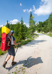 Wall Mural - mother carrying baby in alps