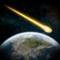 Wall Mural - asteroid and earth : meteor impact