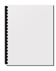 Blank Comb Bound File, black plastic comb, A4 size, isolated, white front page