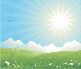 Sunny easter spring landscape