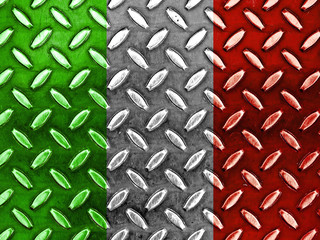 Wall Mural - Italian Flag On a Diamond Metal Texture