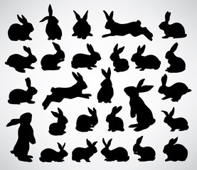 big collection of rabbit silhouettes
