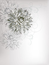 Vector  Background With Grey Flowers And Swirls