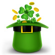 Hat with clover and gold for St. Patrick's day