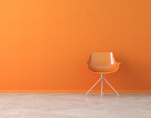 Orange Wall Interior With Copy Space