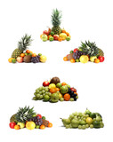 Fototapeta  - A collage of fresh and tasty fruits on a white background