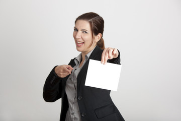 Canvas Print - Holding a cardboard