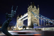 Tower Bridge at night in  London, UK