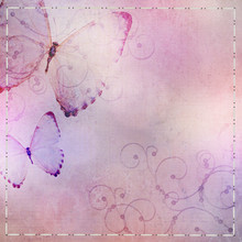 Pastel  Blue And Purple  Background With Butterfly