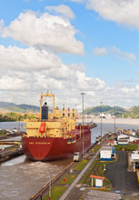 Vessel Crossing Panama Canal.