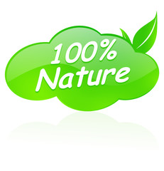 Poster - 100 % nature sur bouton design nuage vert