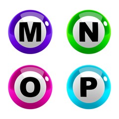 Wall Mural - A set of marbles font type, letter M to P